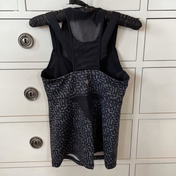 LULULEMON black print mesh insert tank top - Picture 2 of 3